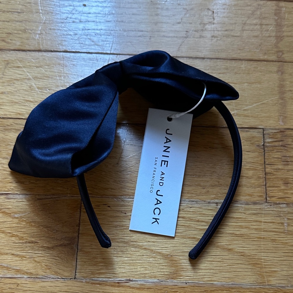 Janie and Jack Navy Blue Satin Bow Headband